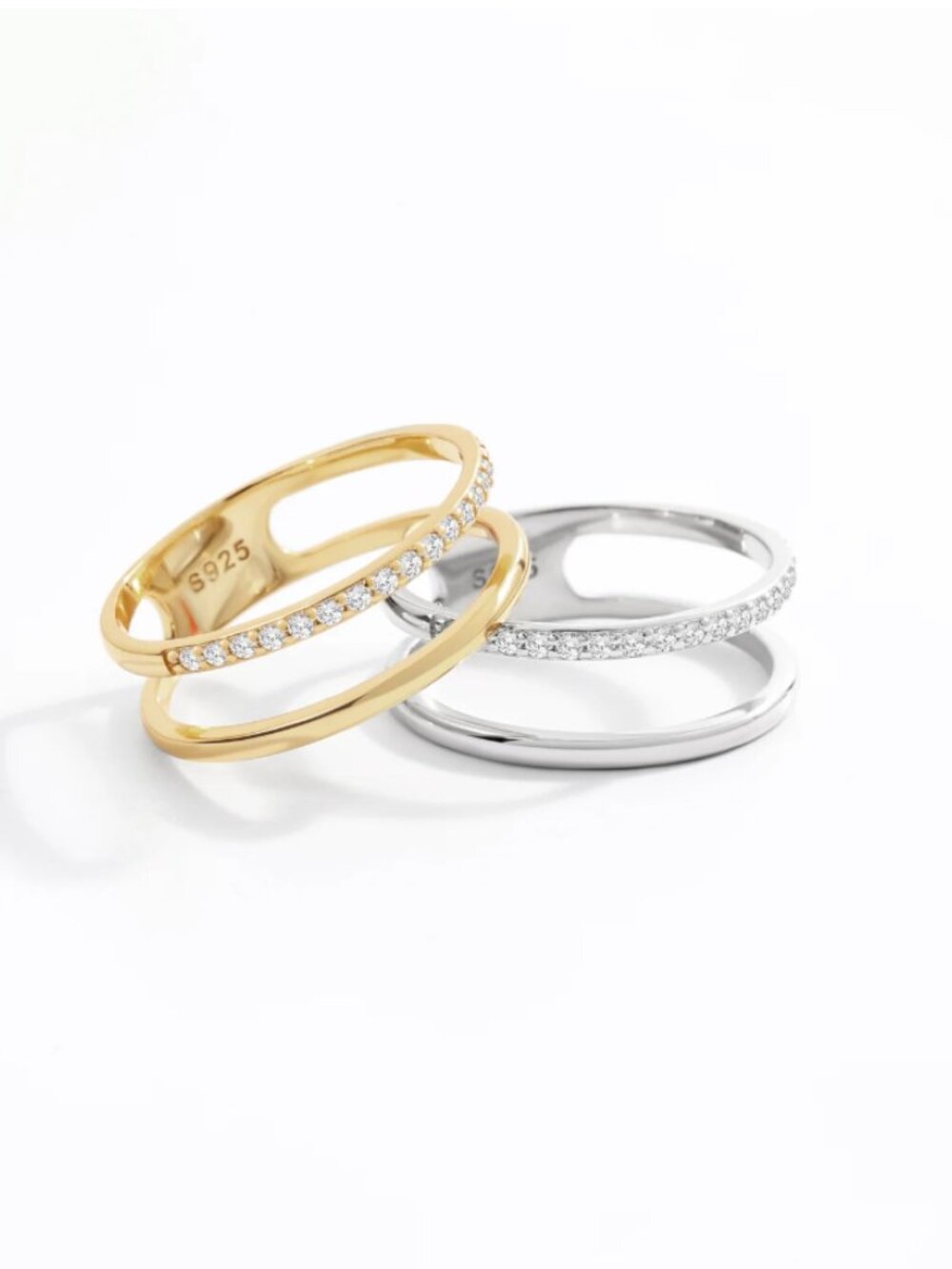 Mint & Lilly Double Band Pave Ring - Picture 9 of 9